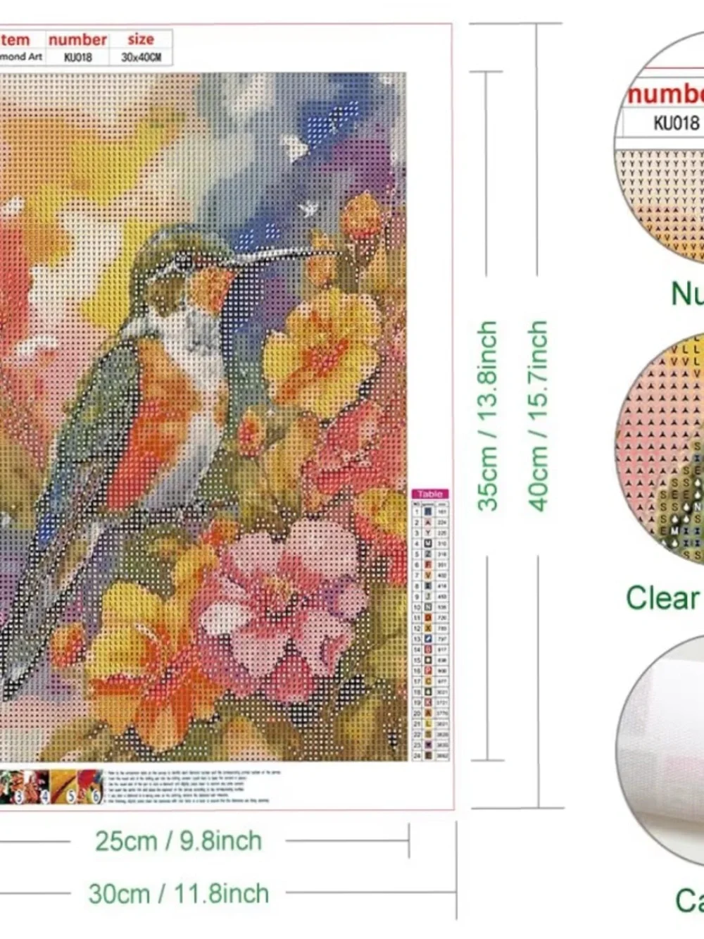 Hummingbird Diamond Art Kit - Green & Orange